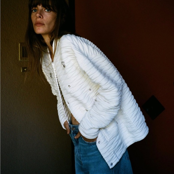 ZARA QUILTED JEWEL BOMBER BLOGGERES FAVORITE - Picture 5 of 9